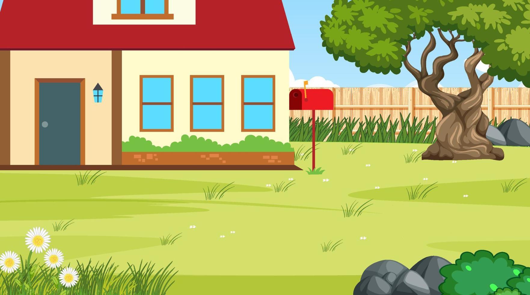 Scene with house and garden vector