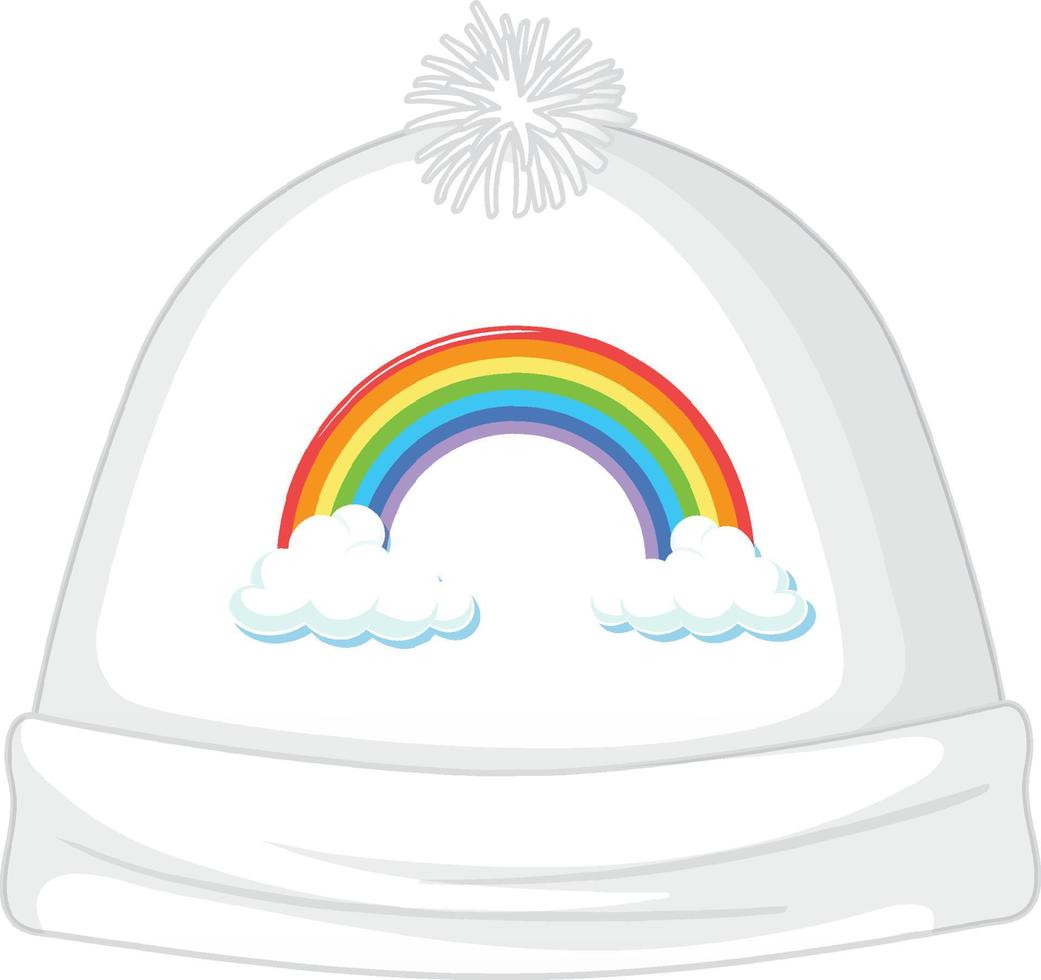 White beanie cap with rainbow pattern vector