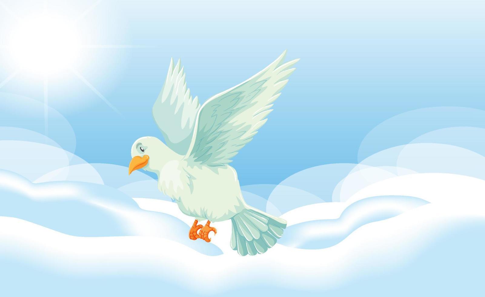 White bird flying on sky vector