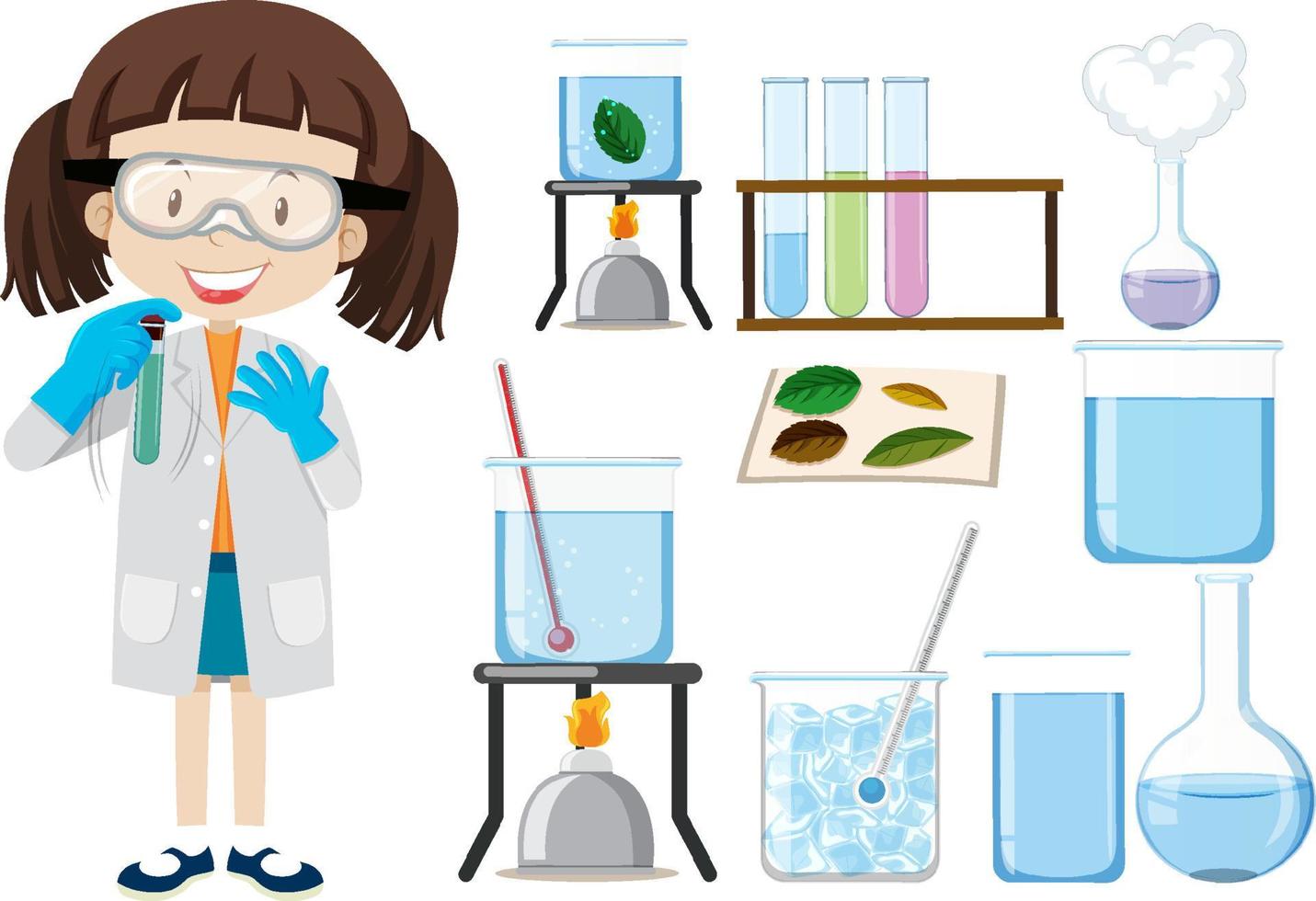 Set of equipment needed for science experiment vector