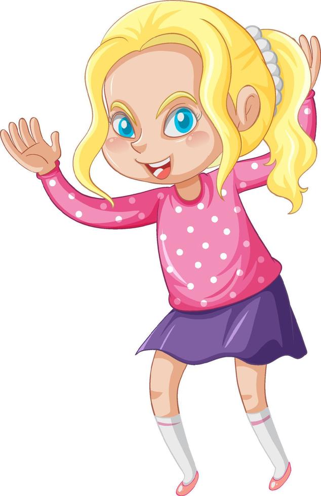 Cute girl standing on white ground vector