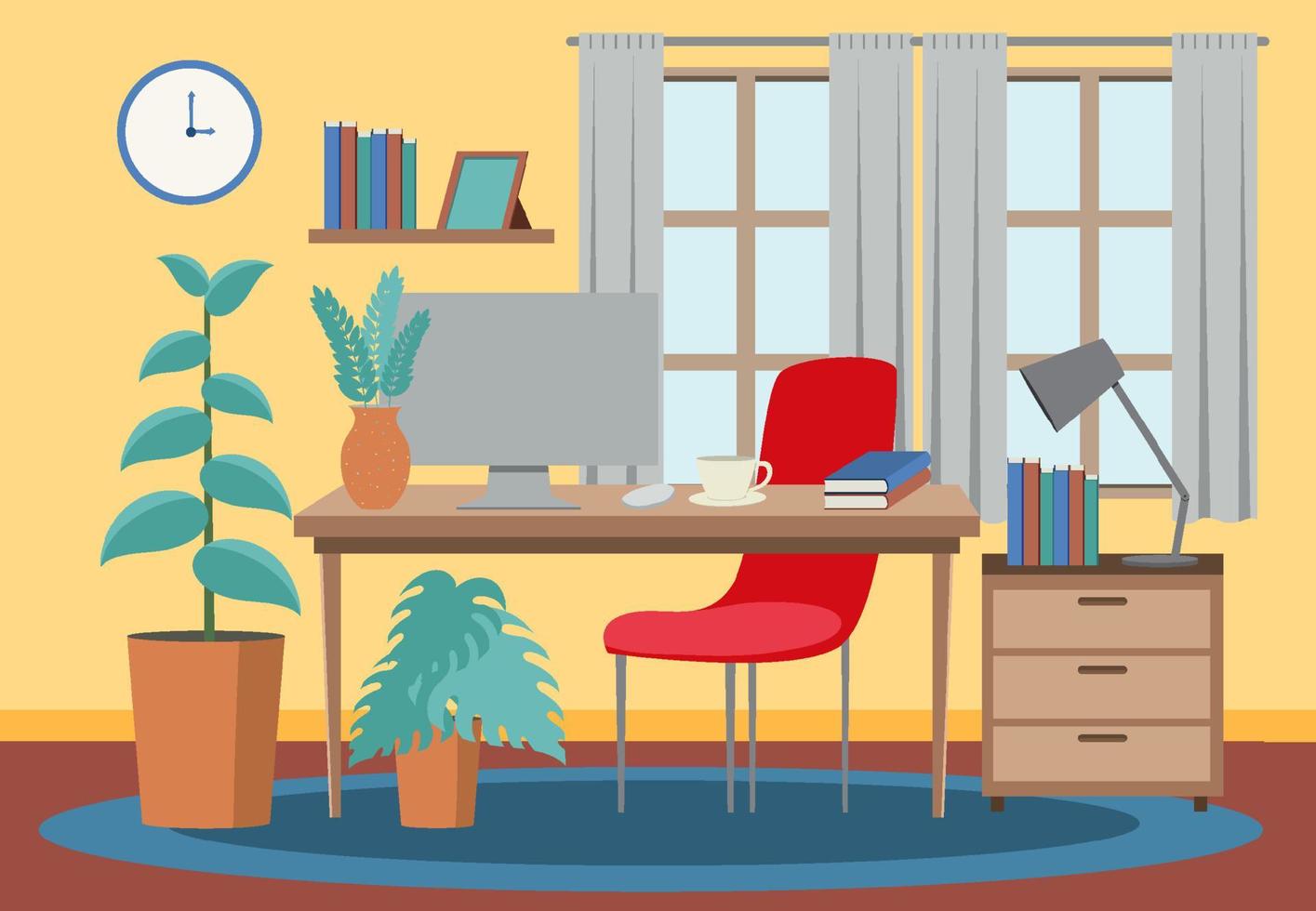 Workroom interior in flat design concept vector