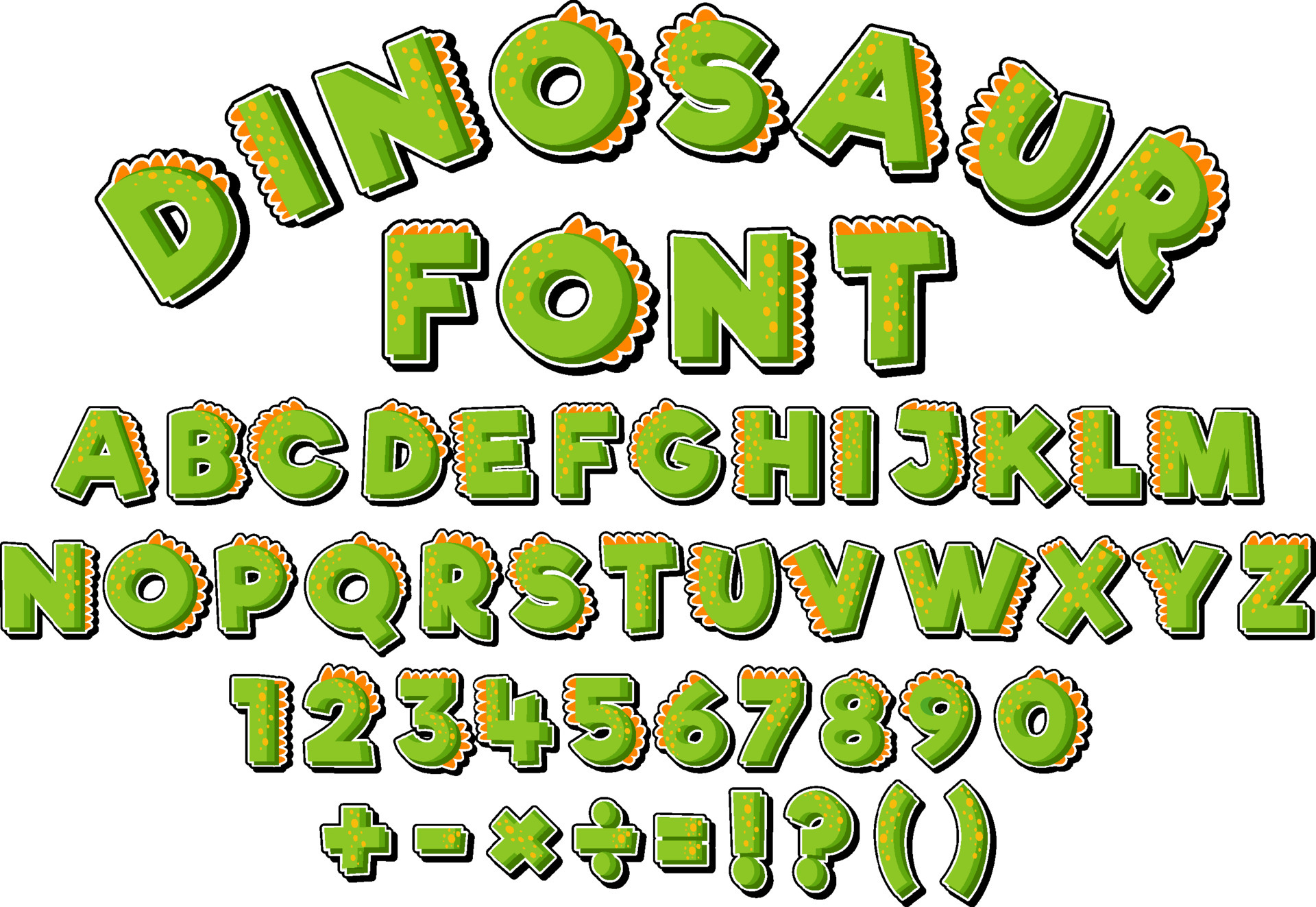 Vector green numbers 1234567890 - font with English alphabet Stock Vector