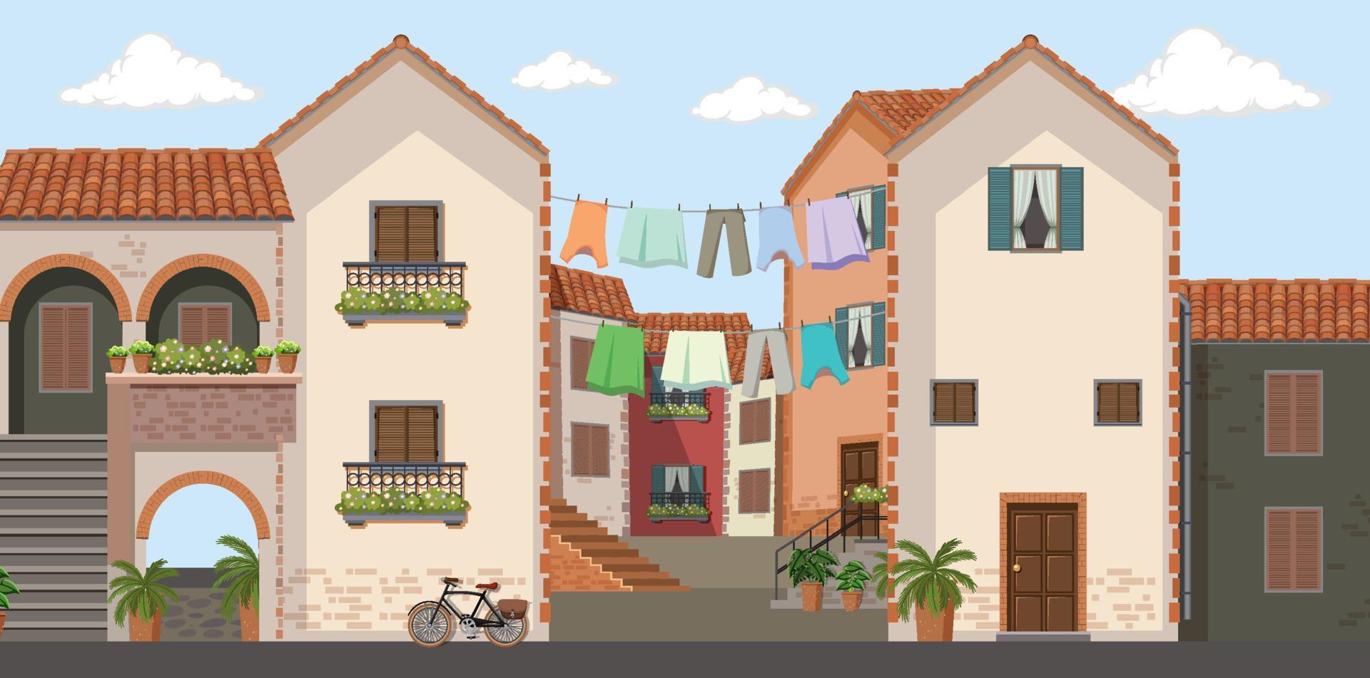 Traditional Italian architecture house building vector