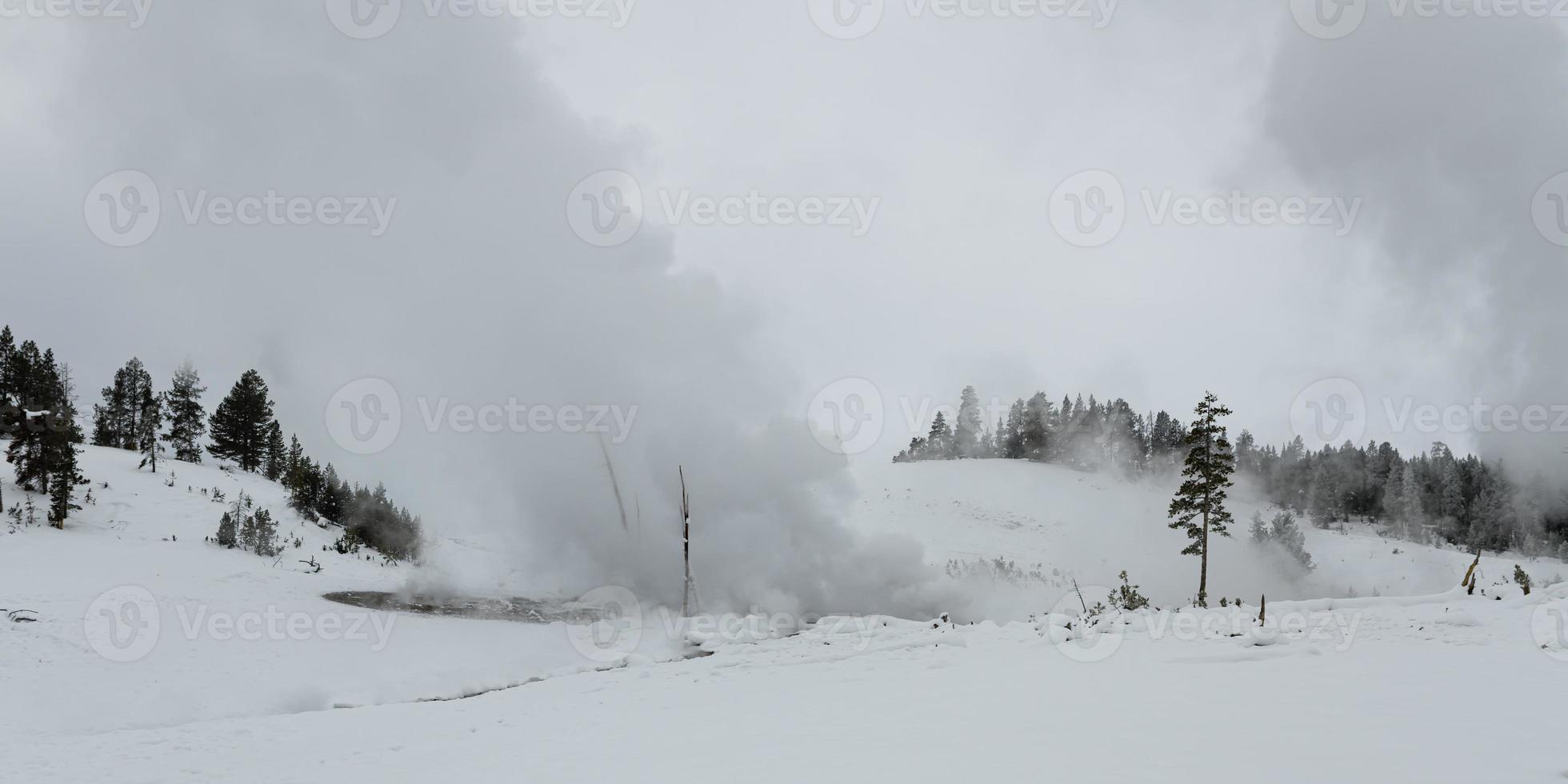 Winter landscapes of Yellowstone National Park in Wyoming photo