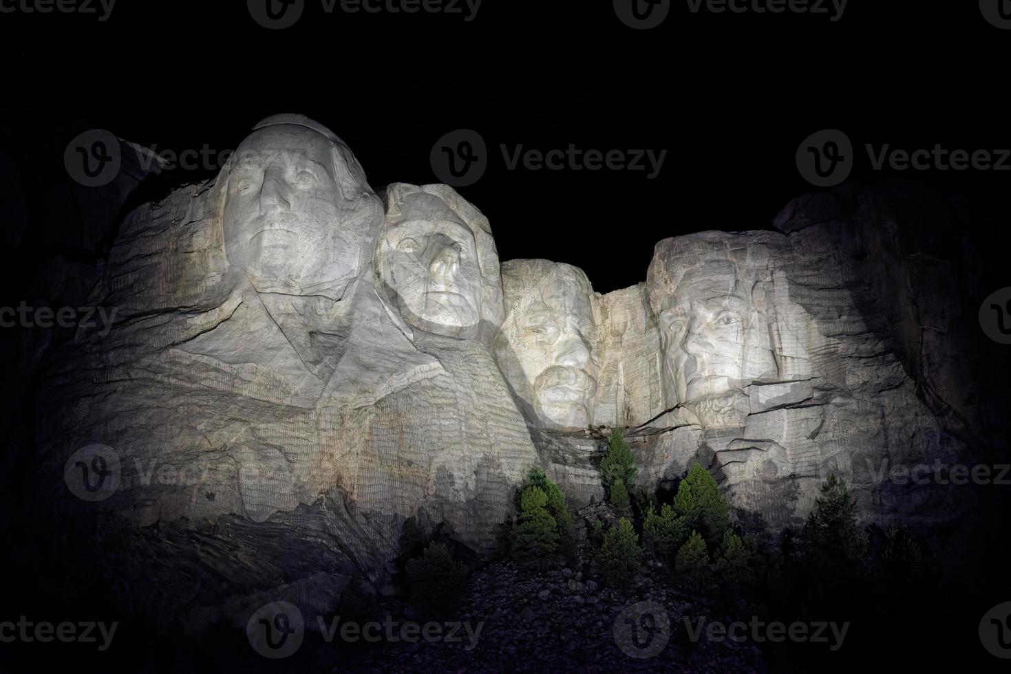 Night View of Mount Rushmore National Memorial in the Black Hills of South Dakota photo