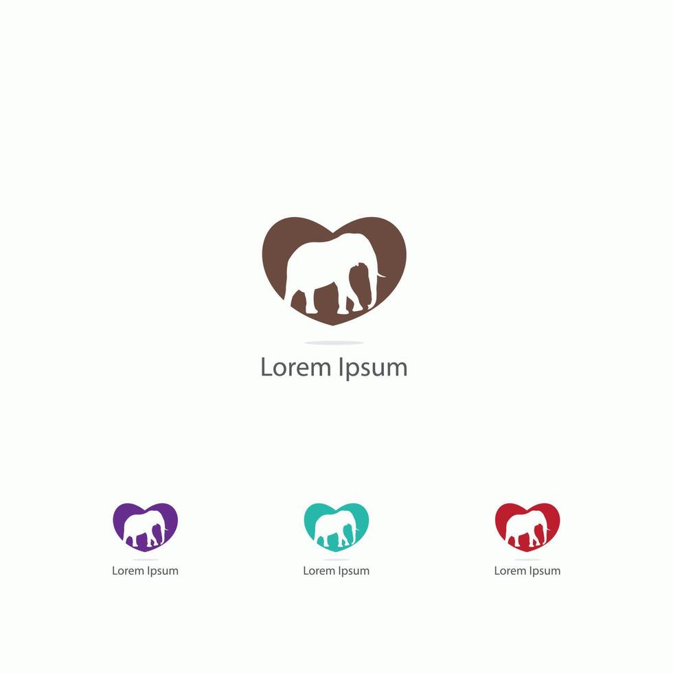 Colorful Elephant logo, Elephants in heart vector. vector