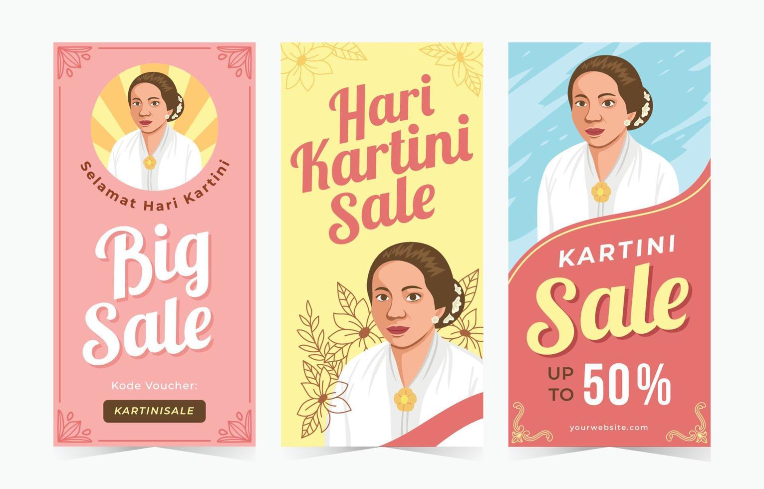 plantilla de banner de venta de día de kartini vector