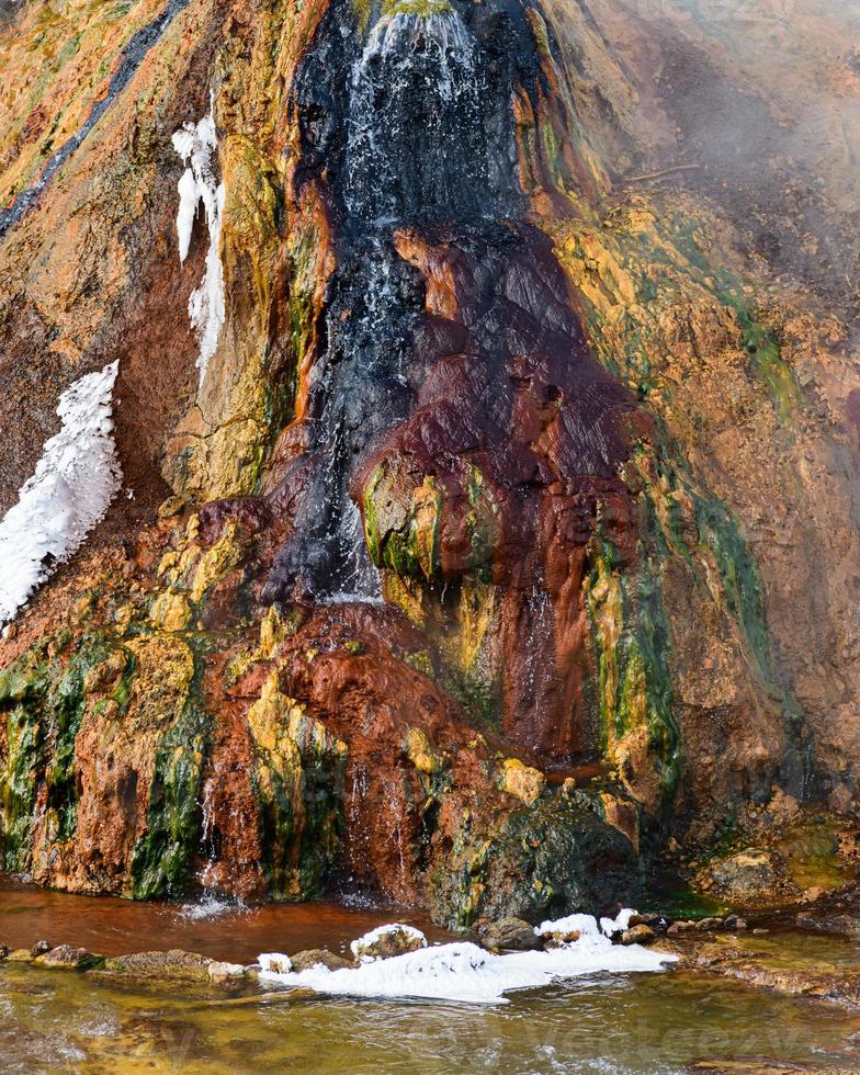 Chocolate Pot on the Givvon River. Hydrothermal vent on the Madison River in Yellowstone National Park photo