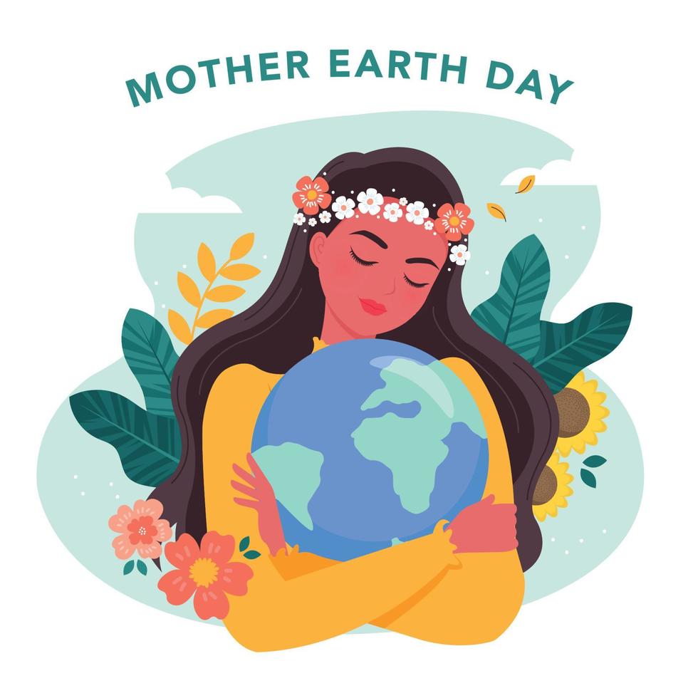 Mother Earth Holding Globe vector