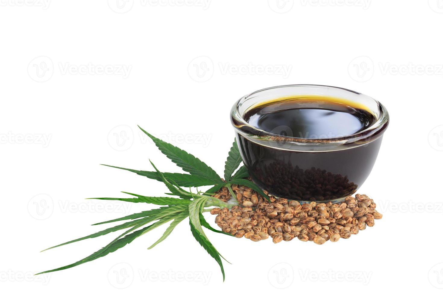 CBD cannabis oil. Hemp oil and hemp seed isolated on white background. Healthy cannabis oil. photo