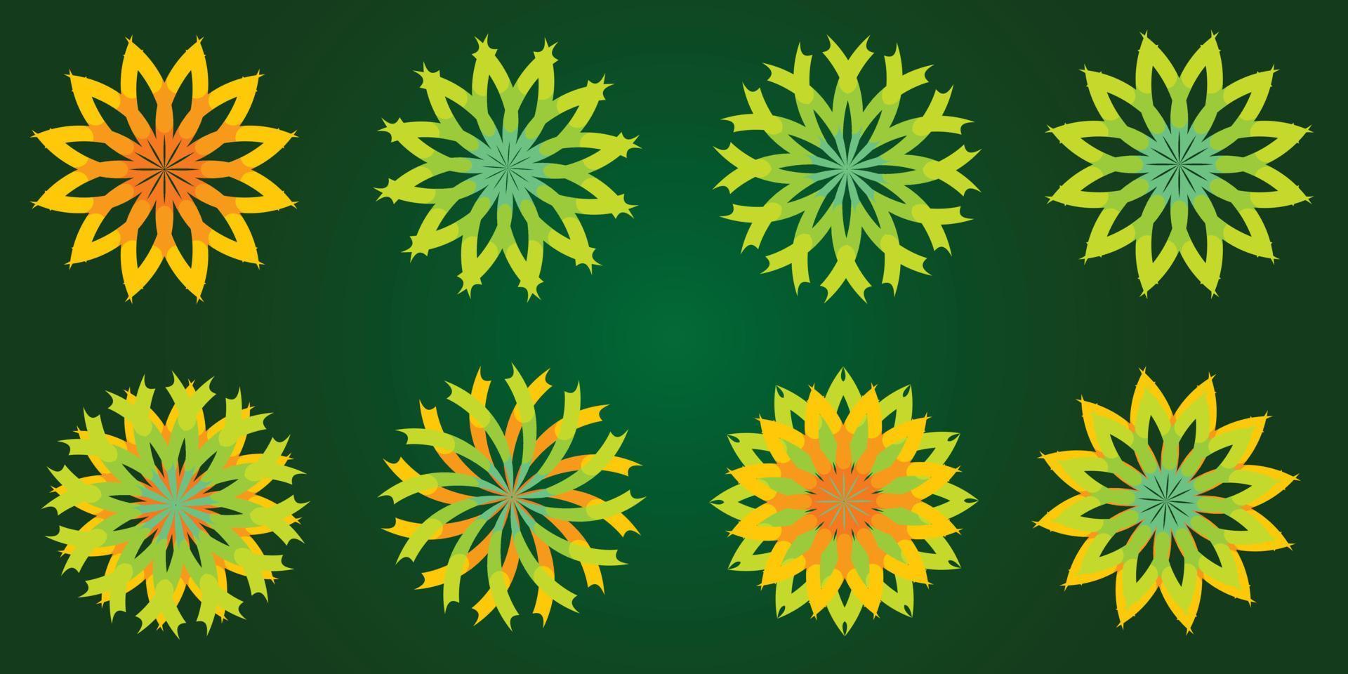 Green flowers snowflake icon object isolated abstract background vector illustration EPS10 07222021