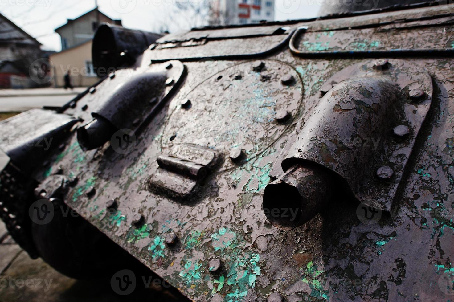 Exhaust of old vintage military tank. photo