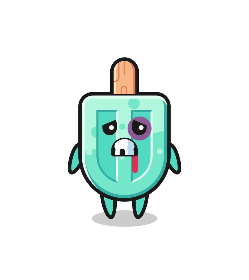 injured popsicles character with a bruised face vector