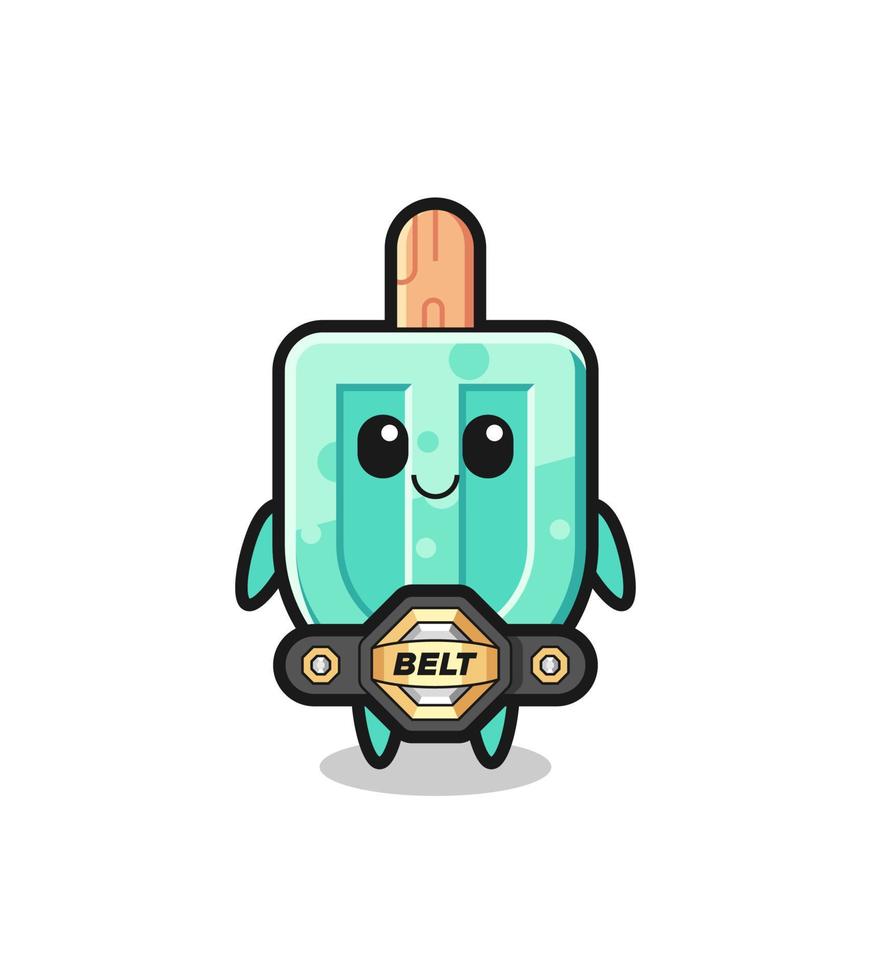 the MMA fighter popsicles mascot with a belt vector