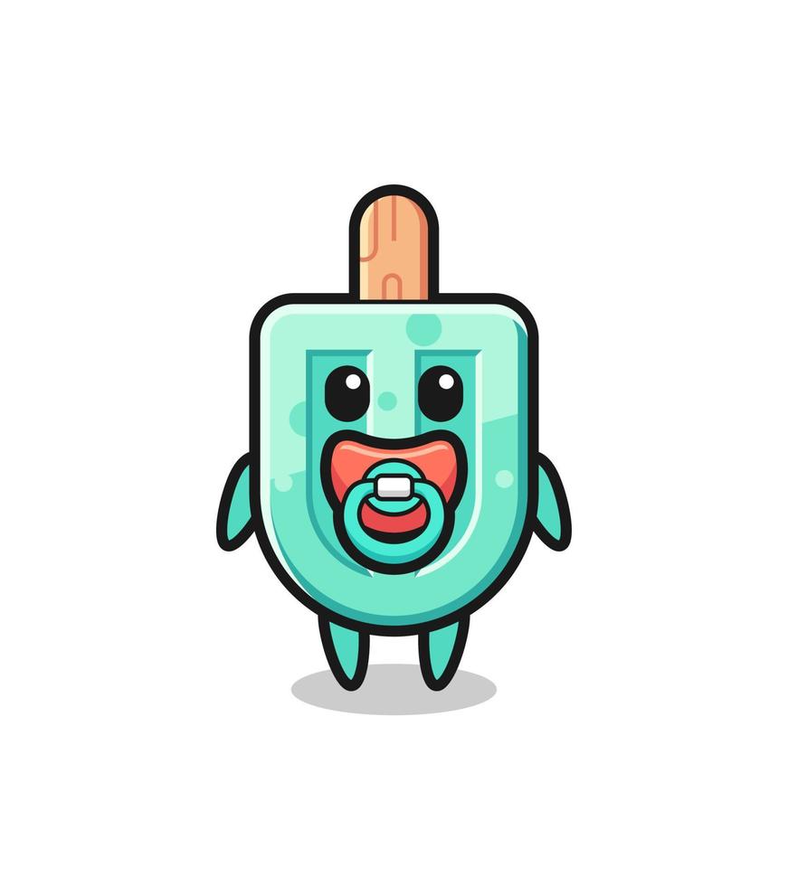 personaje de dibujos animados de paletas de bebé con chupete vector