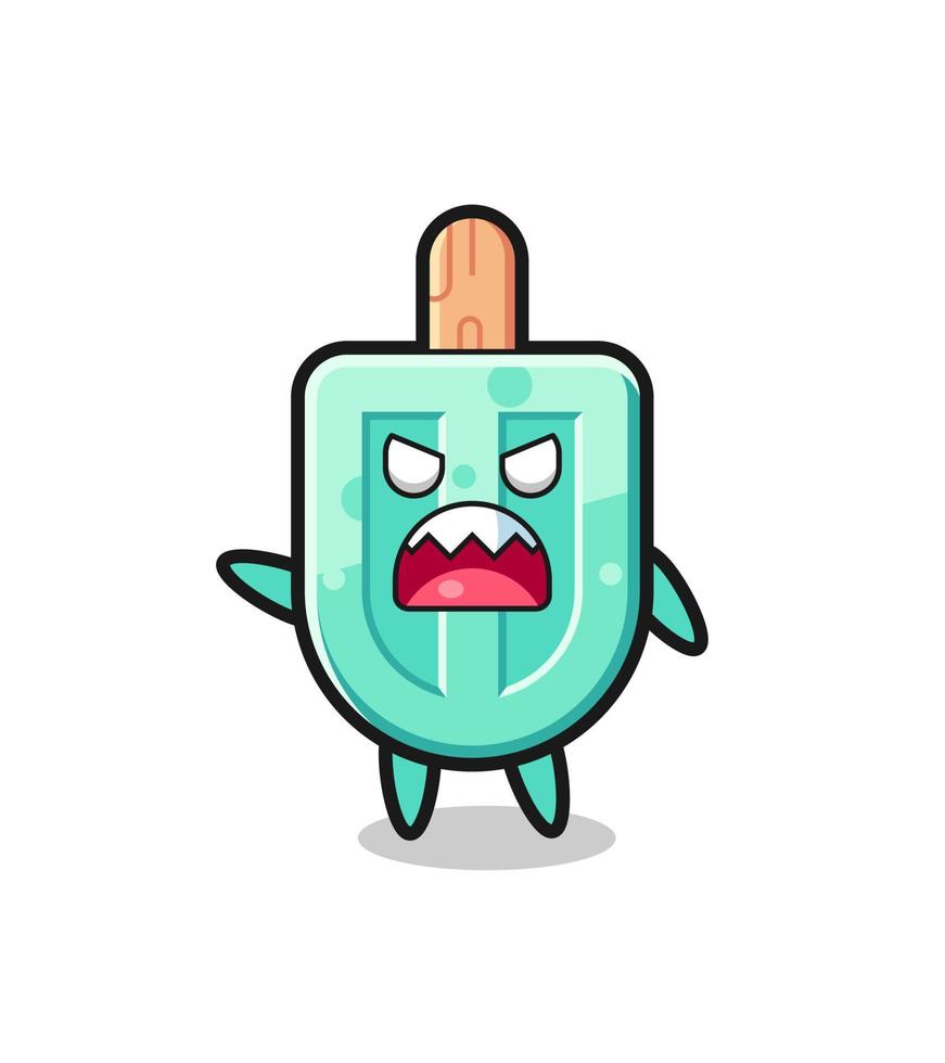 cute popsicles cartoon in a very angry pose vector