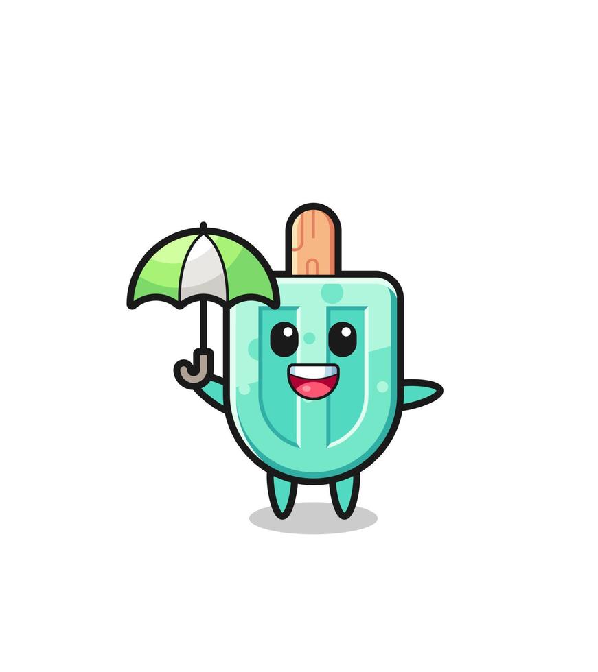 cute popsicles illustration holding an umbrella vector