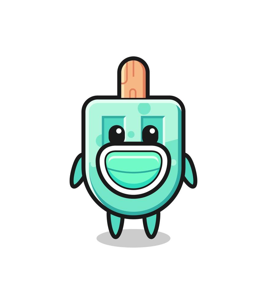 cute popsicles cartoon wearing a mask vector
