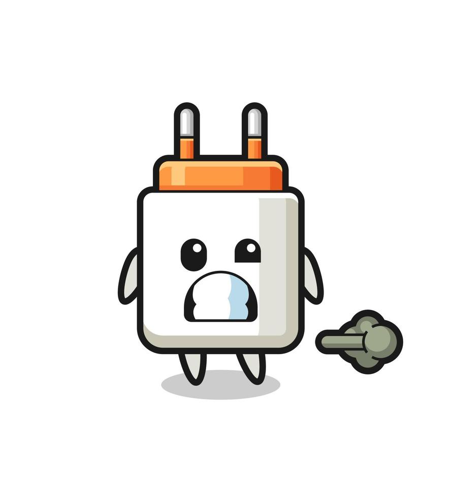 the illustration of the power adapter cartoon doing fart vector