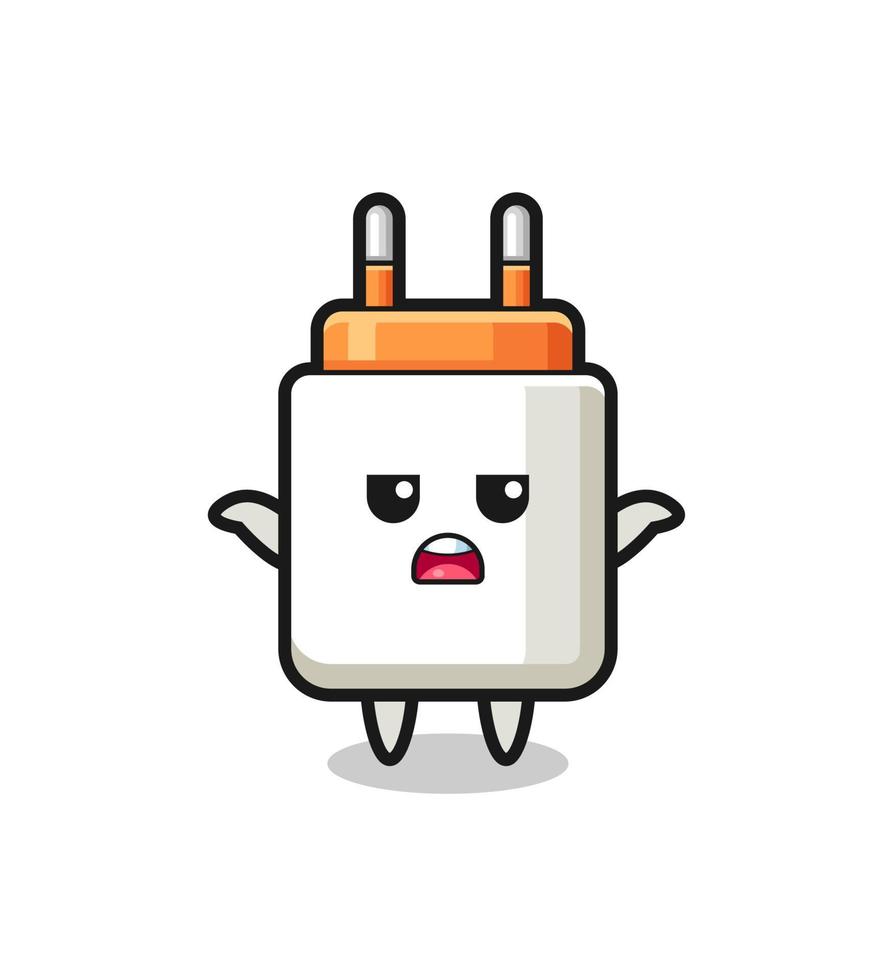 power adapter mascot character saying I do not know vector