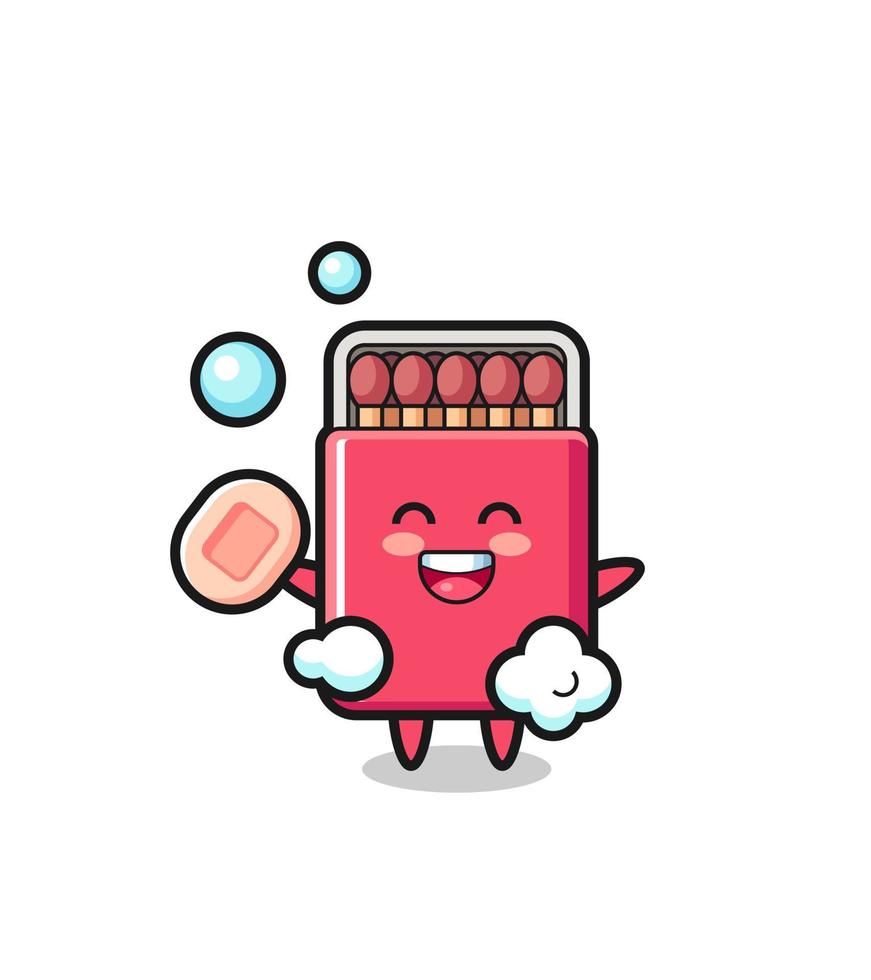 matches box character is bathing while holding soap vector