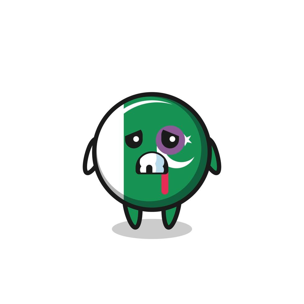 injured pakistan flag character with a bruised face vector