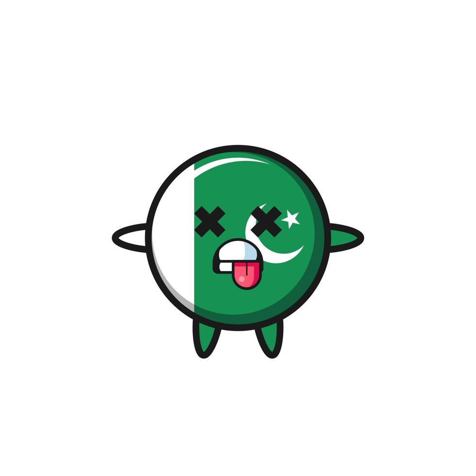 character of the cute pakistan flag with dead pose vector