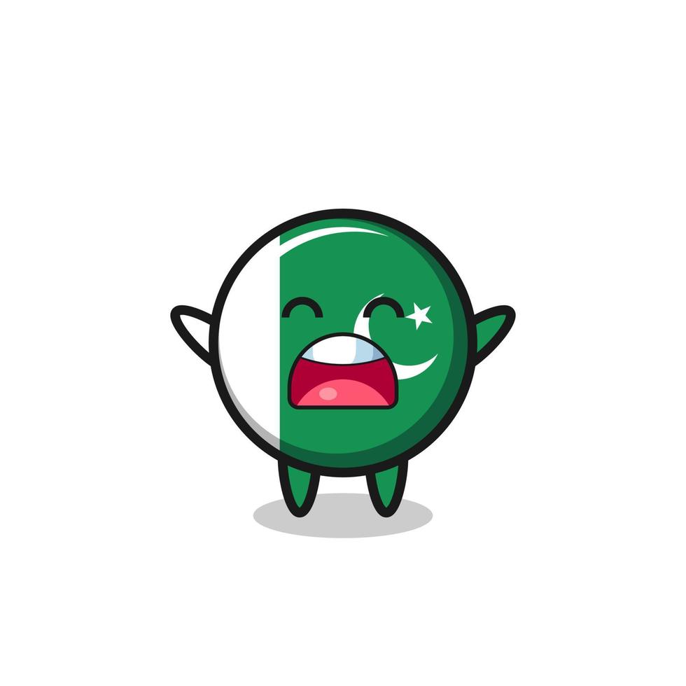 cute pakistan flag mascot with a yawn expression vector