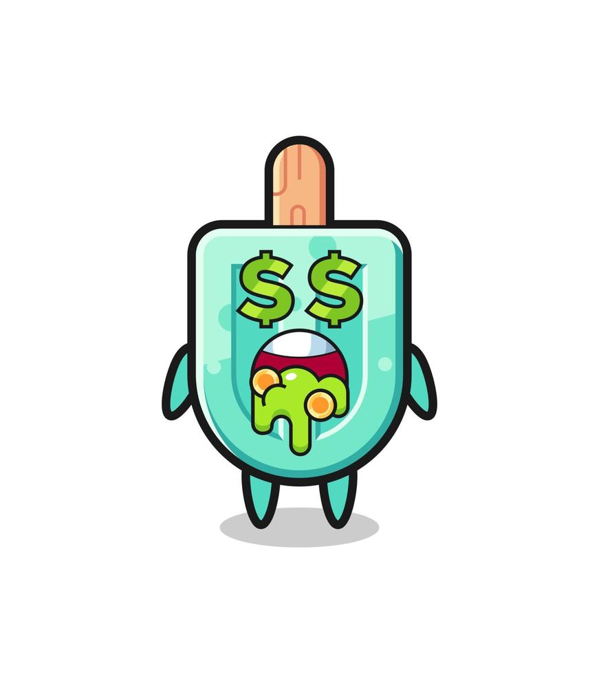 popsicles character with an expression of crazy about money vector