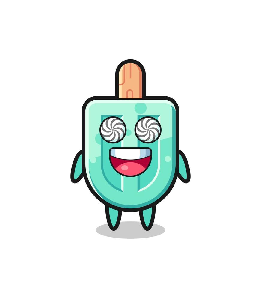 cute popsicles character with hypnotized eyes vector