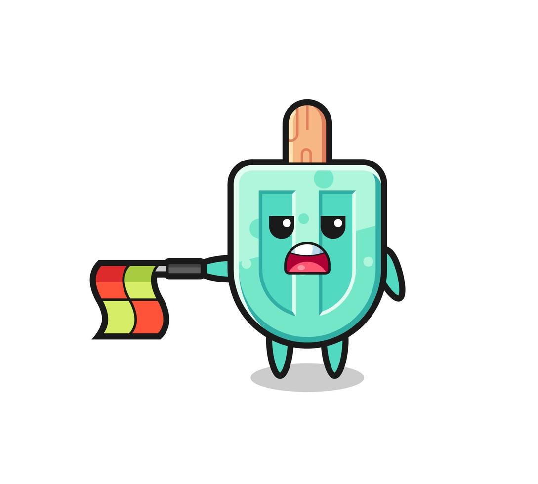 popsicles character as line judge hold the flag straight horizontally vector