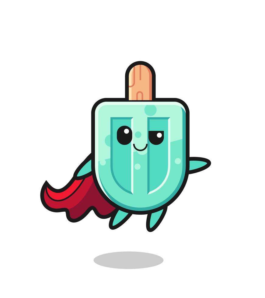 cute popsicles superhero character is flying vector