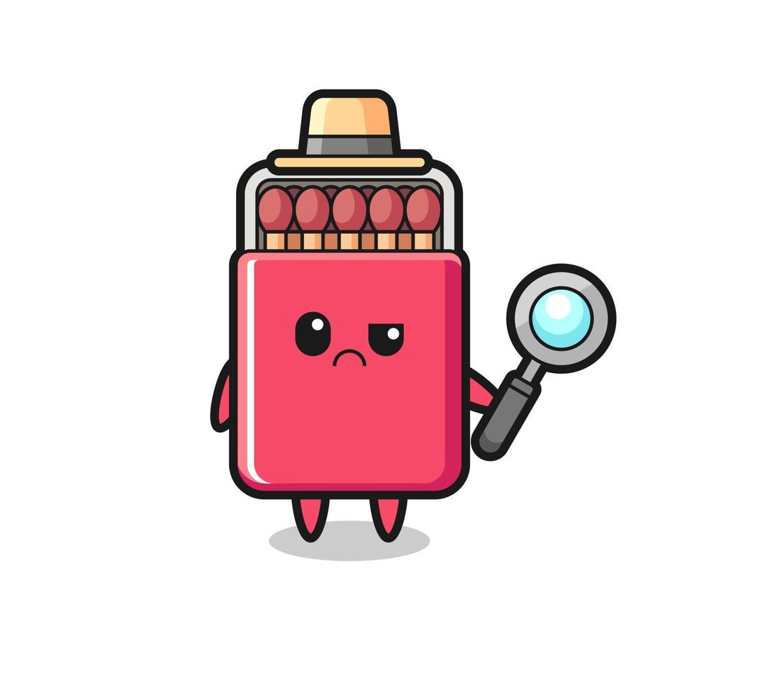 the mascot of cute matches box as a detective vector