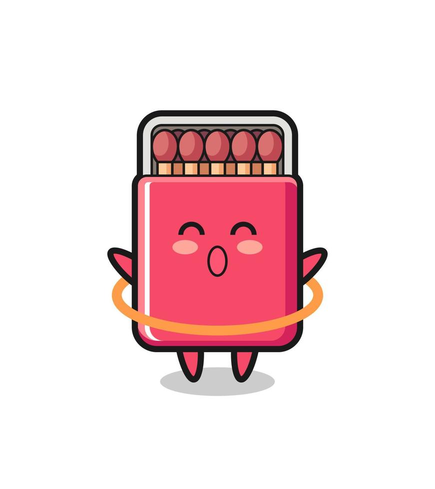 cute matches box cartoon is playing hula hoop vector
