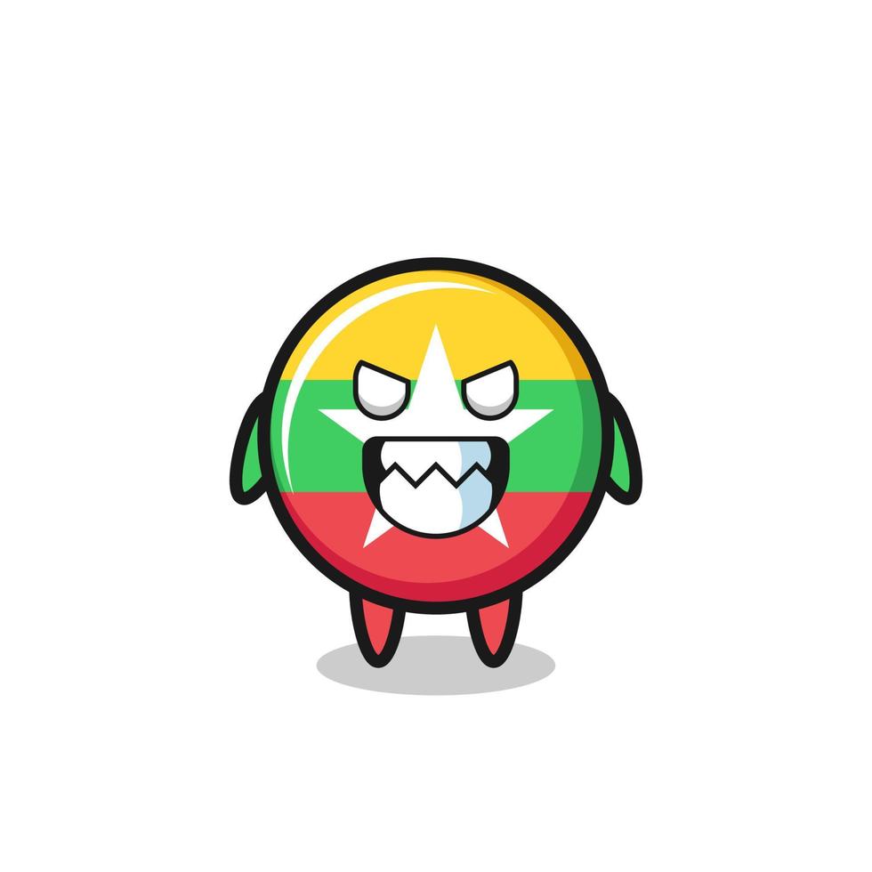 evil expression of the myanmar flag cute mascot character vector