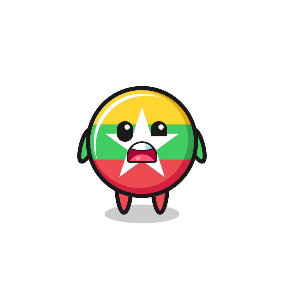 the shocked face of the cute myanmar flag mascot vector