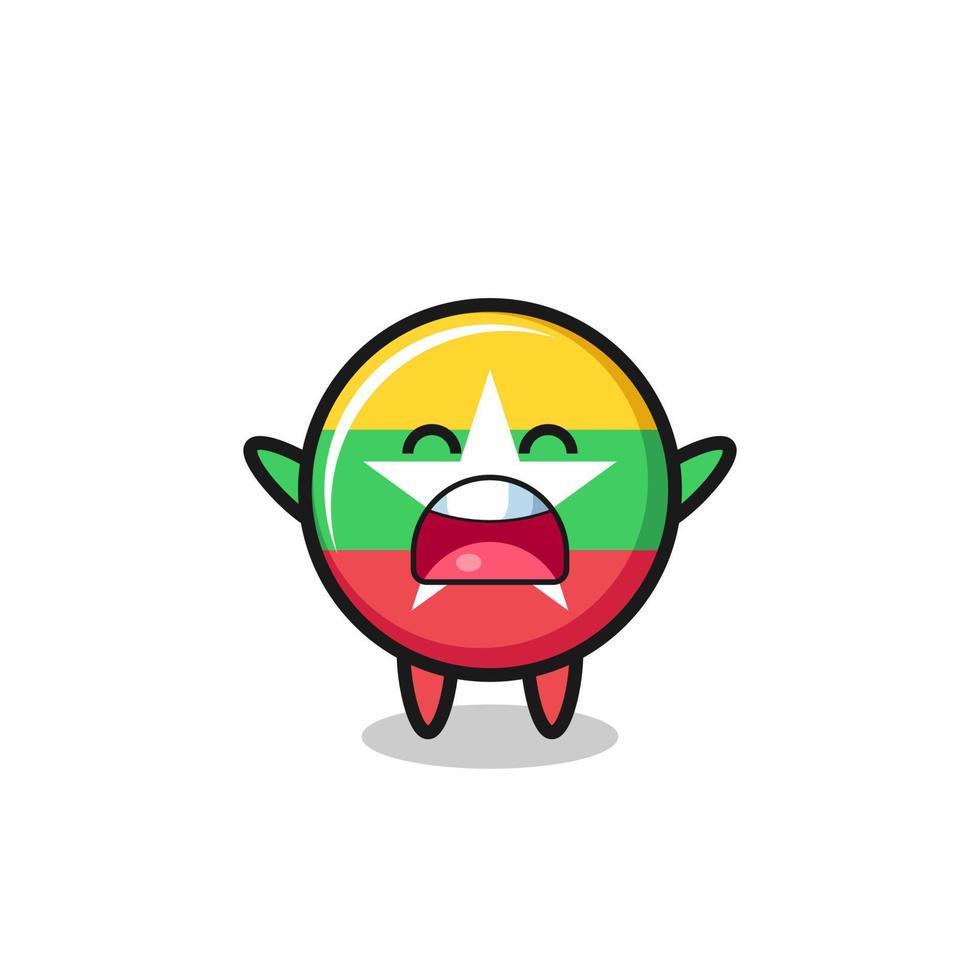 cute myanmar flag mascot with a yawn expression vector