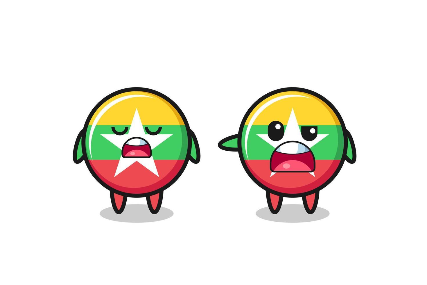illustration of the argue between two cute myanmar flag characters vector