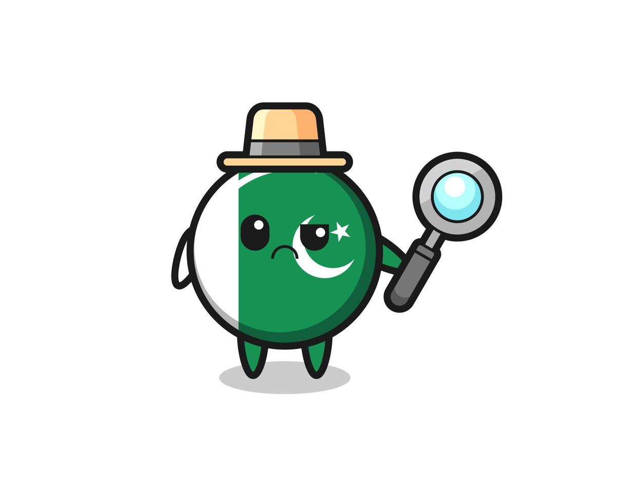the mascot of cute pakistan flag as a detective vector