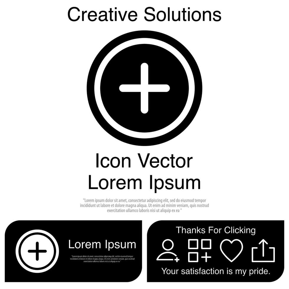 Plus Button Icon Vector EPS 10