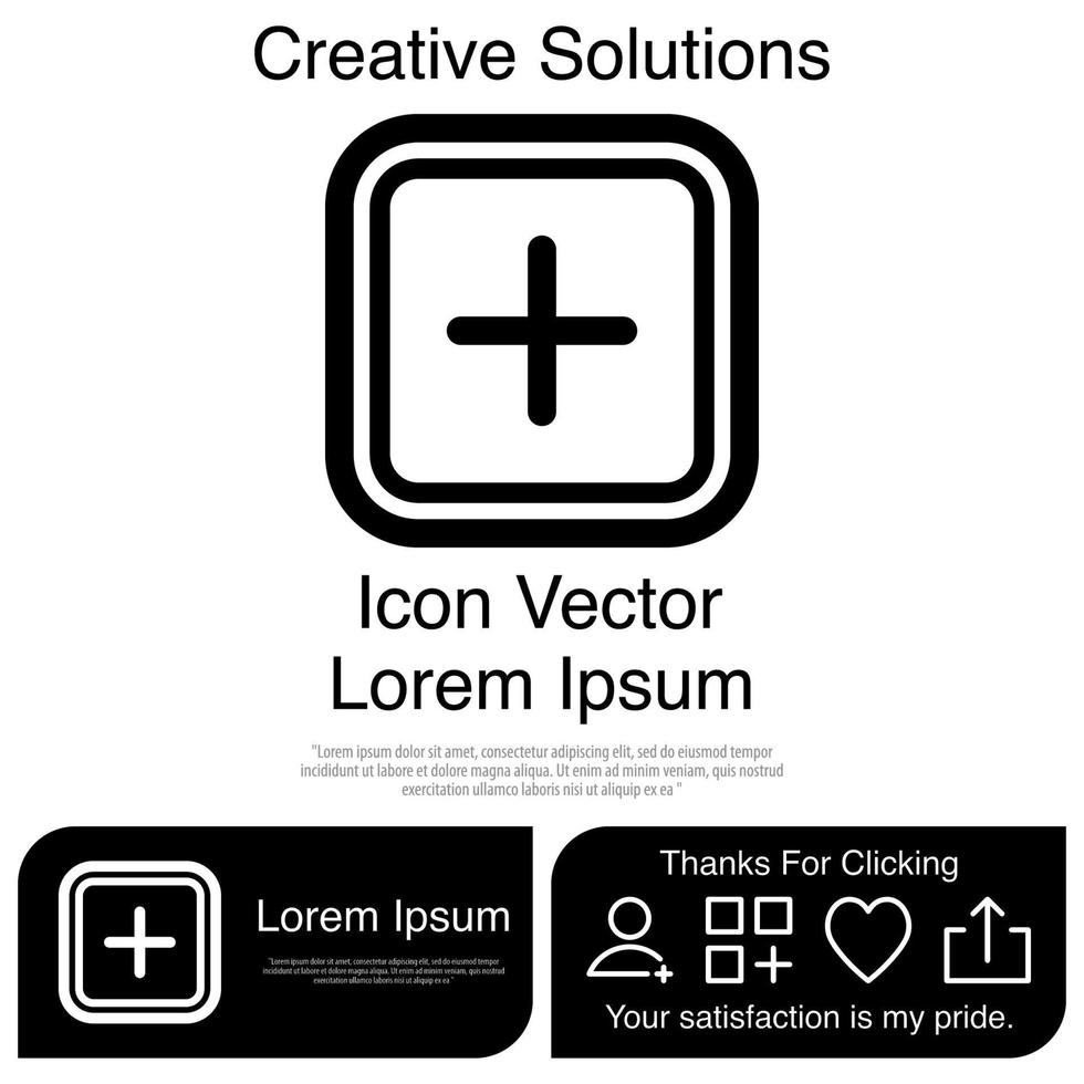 Plus Button Icon Vector EPS 10
