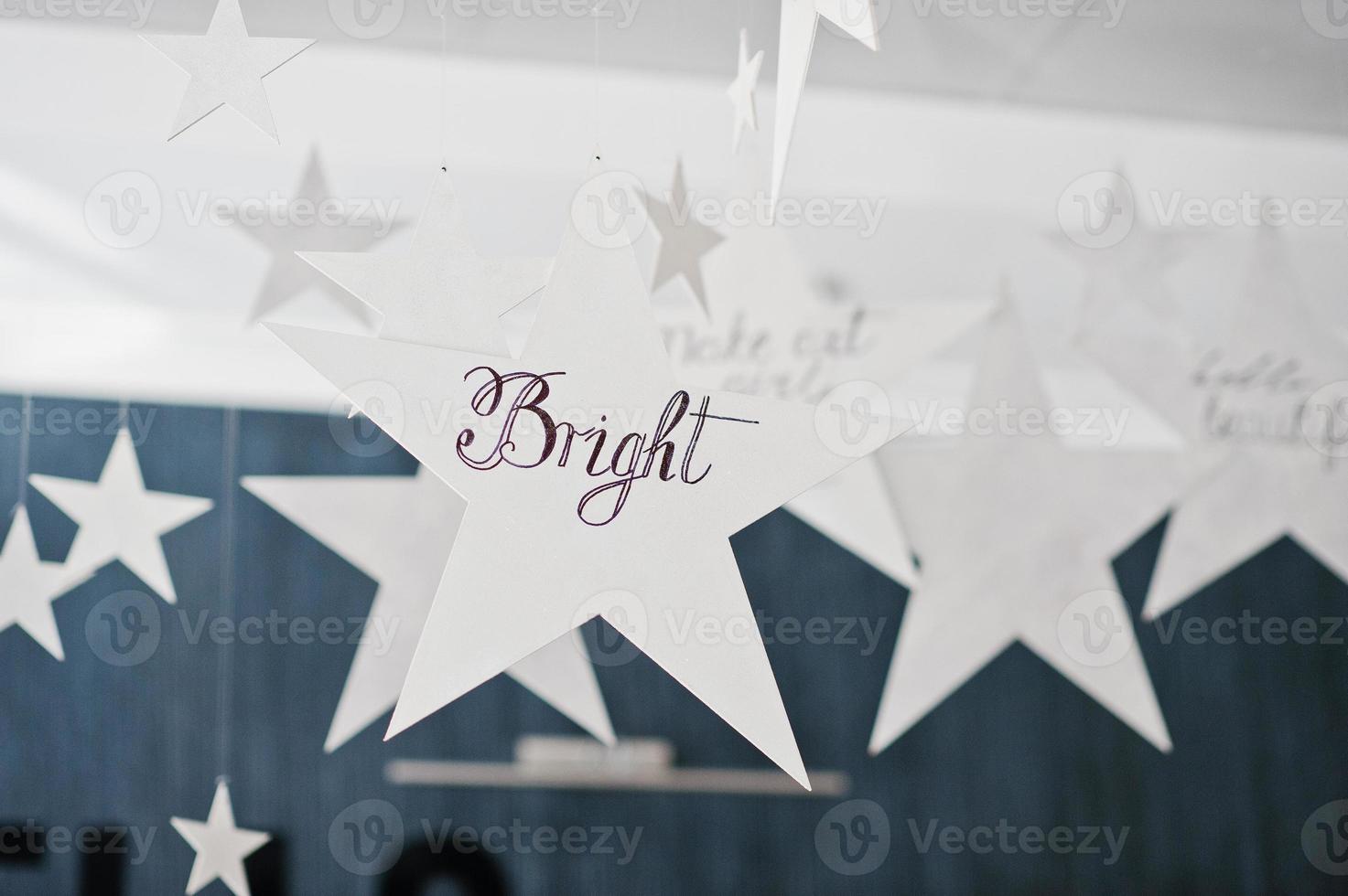 Decor star with sign bright at beauty salon. photo