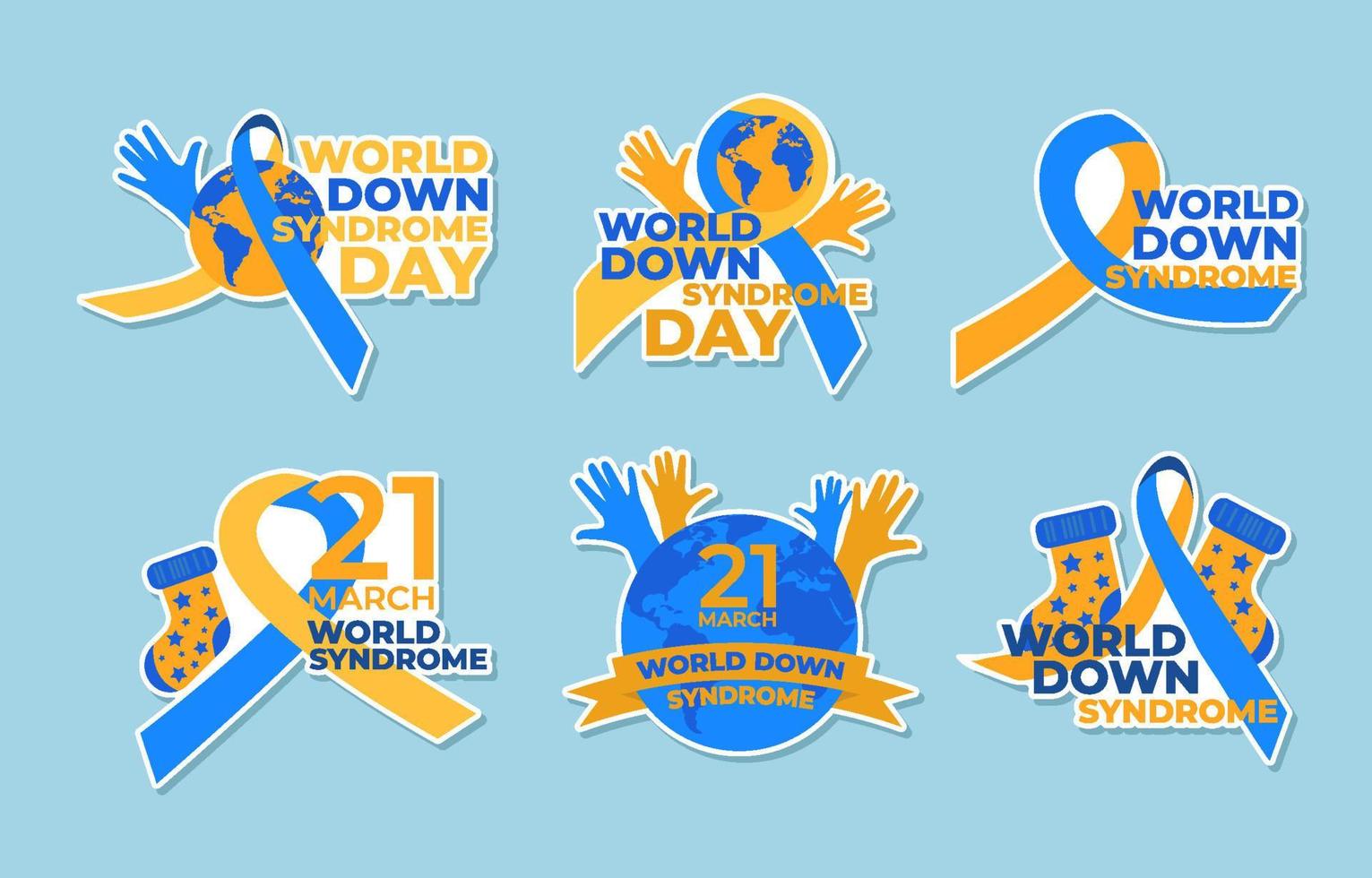 World Down Syndrome Day Sticker Set vector