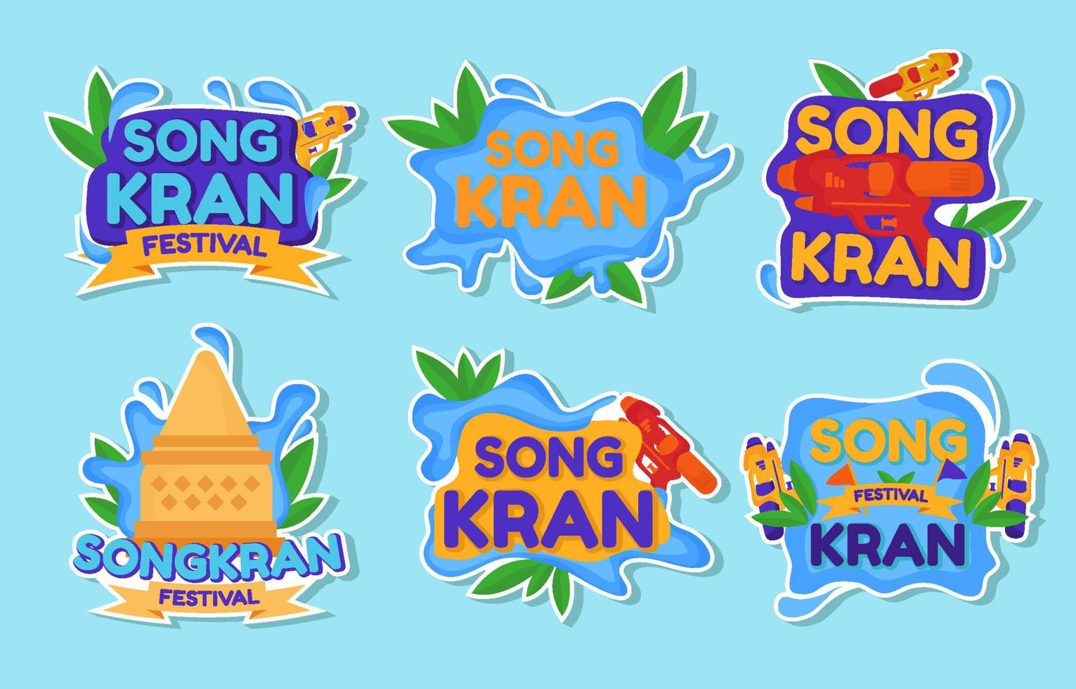 Songkran Festival Sticker Set vector