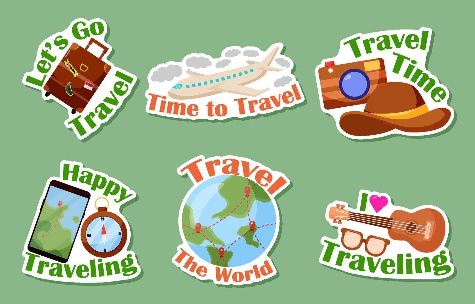 Traveling Sticker Set vector