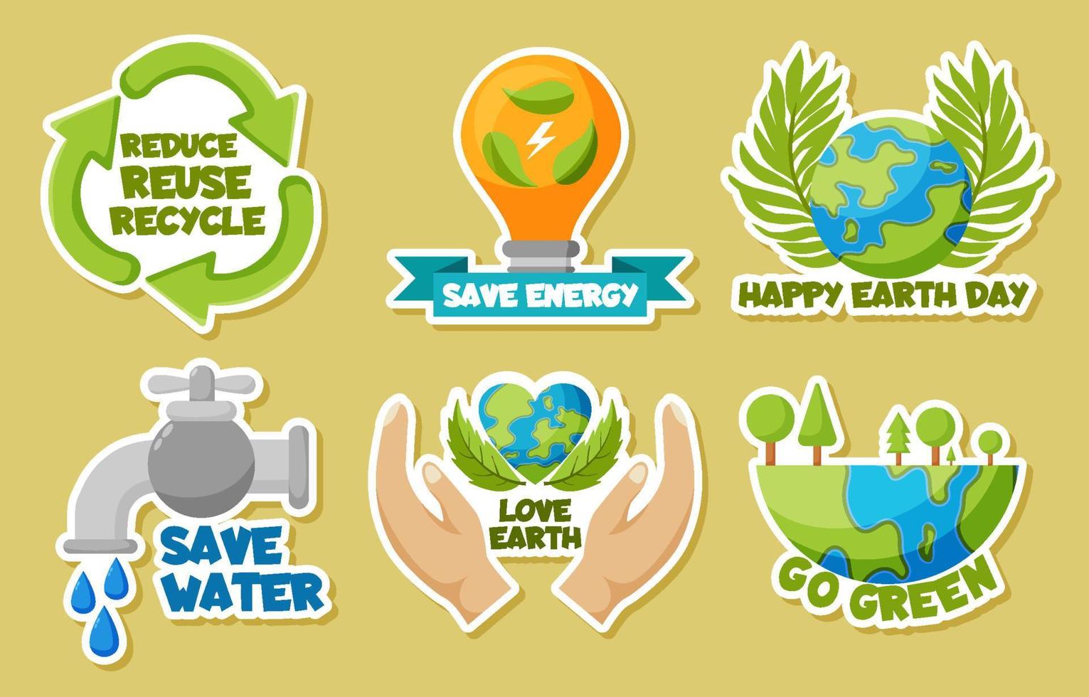 Earth Day Sticker Set vector