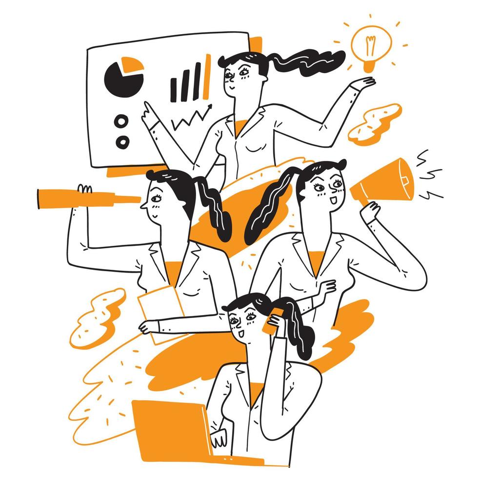 The activity or work of a beautiful girl is successful. vector