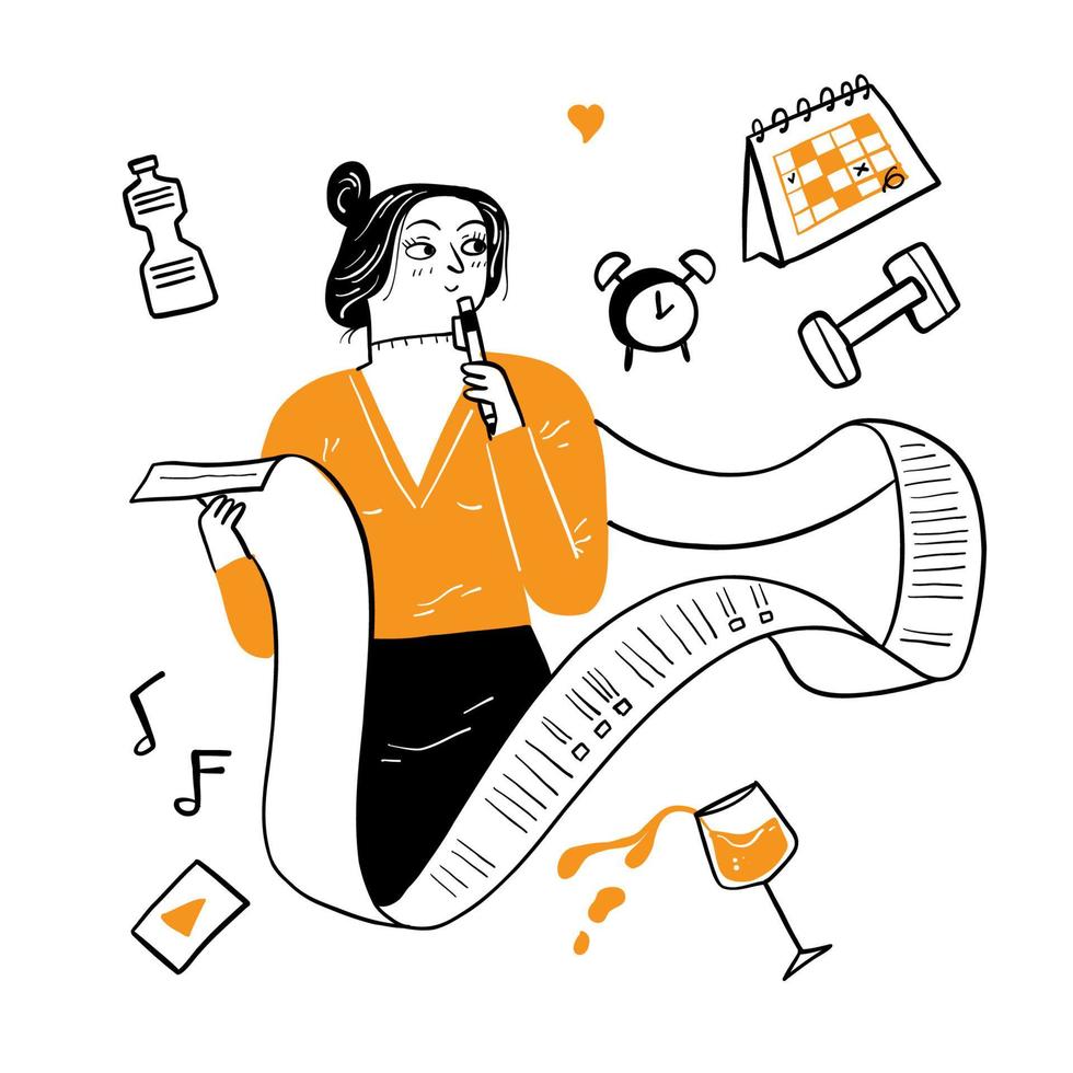 The woman holding long paper with to do list vector