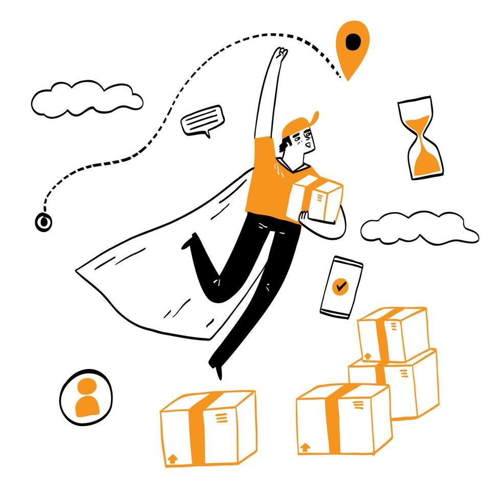 Online delivery service concept, online order tracking, Delivery home and office vector